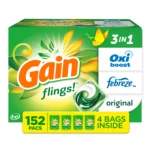 Gain Flings! 3 in 1 Laundry Detergent Pacs, Original Scents, 152 ct