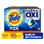Tide PODS Liquid Detergent Pacs, 4-in-1 Ultra Oxi, 104 Ct
