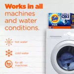 Tide PODS Liquid Detergent Pacs, 4-in-1 Ultra Oxi, 104 Ct - Image 4